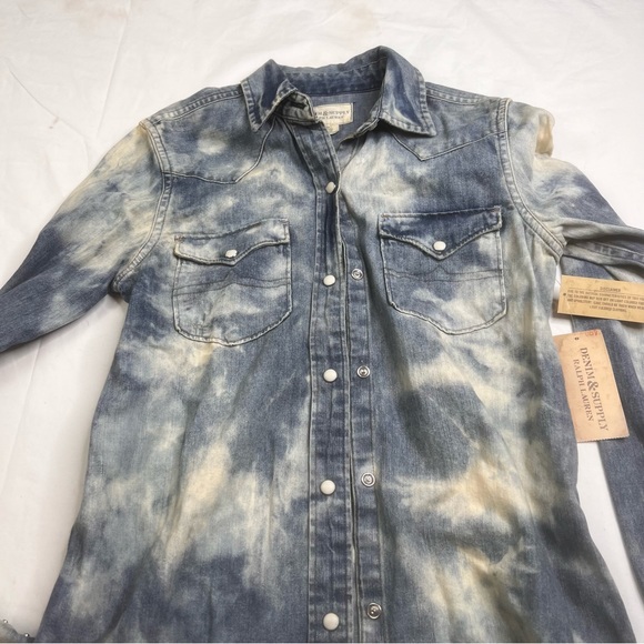 NWT Women’sVintage Ralph Lauren Denim &Supply Washed Denim Shirt Size XS L040123 - Picture 3 of 5